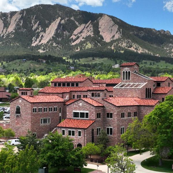 aerial view of the CU Boulder campus